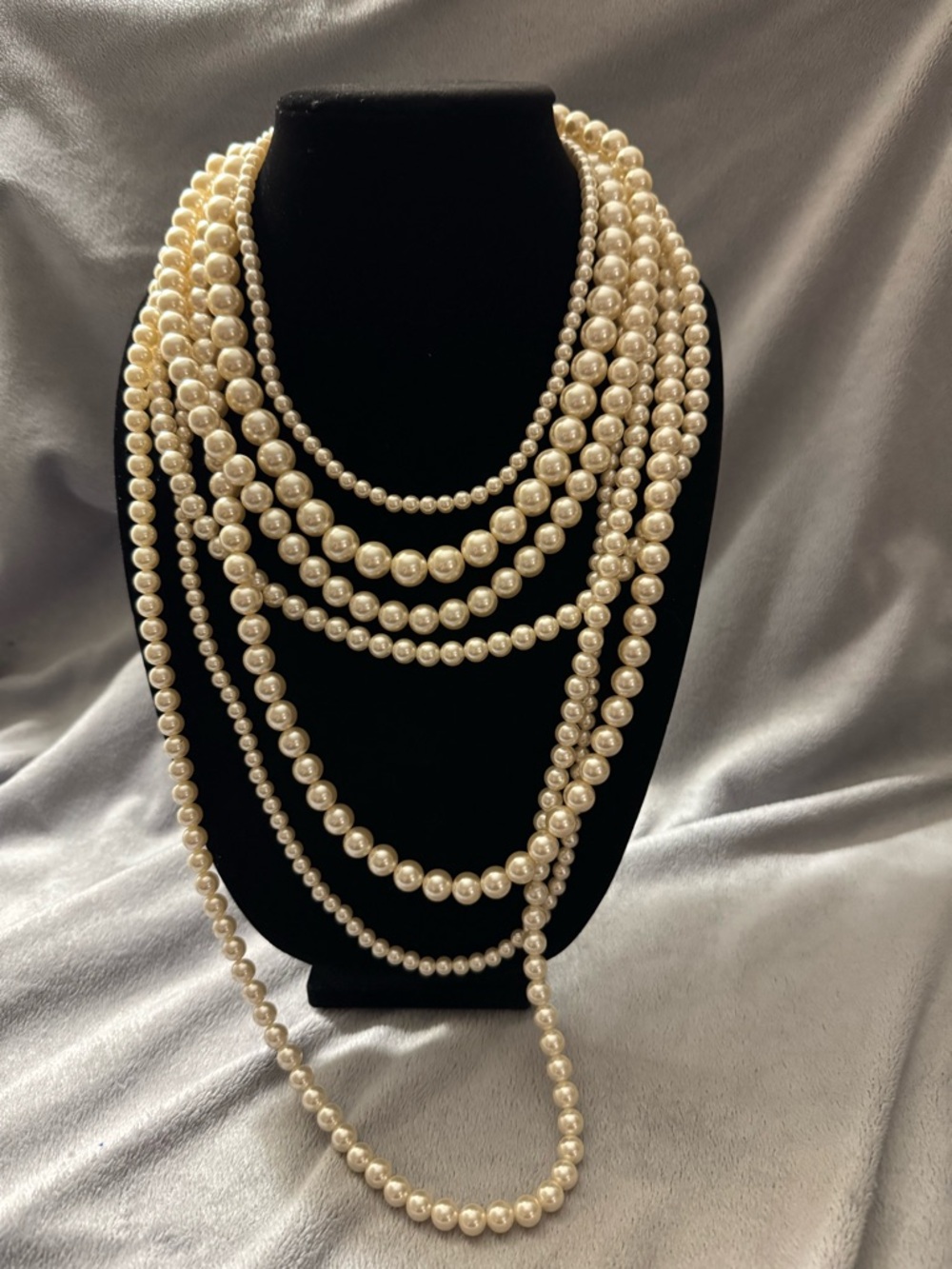 Worthington Layered Ivory Faux Pearl 7 Strand Necklace NWT